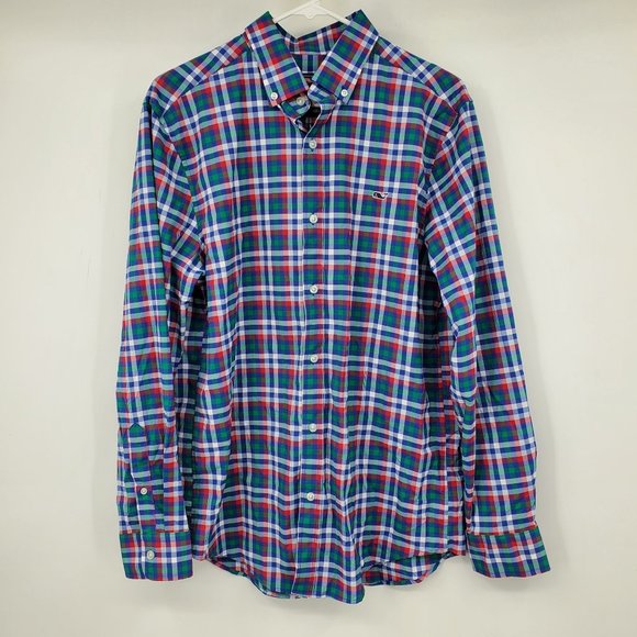 Vineyard Vines Multicolor Plaid Long Sleeved Collared Button Shirt Medium - Picture 1 of 11